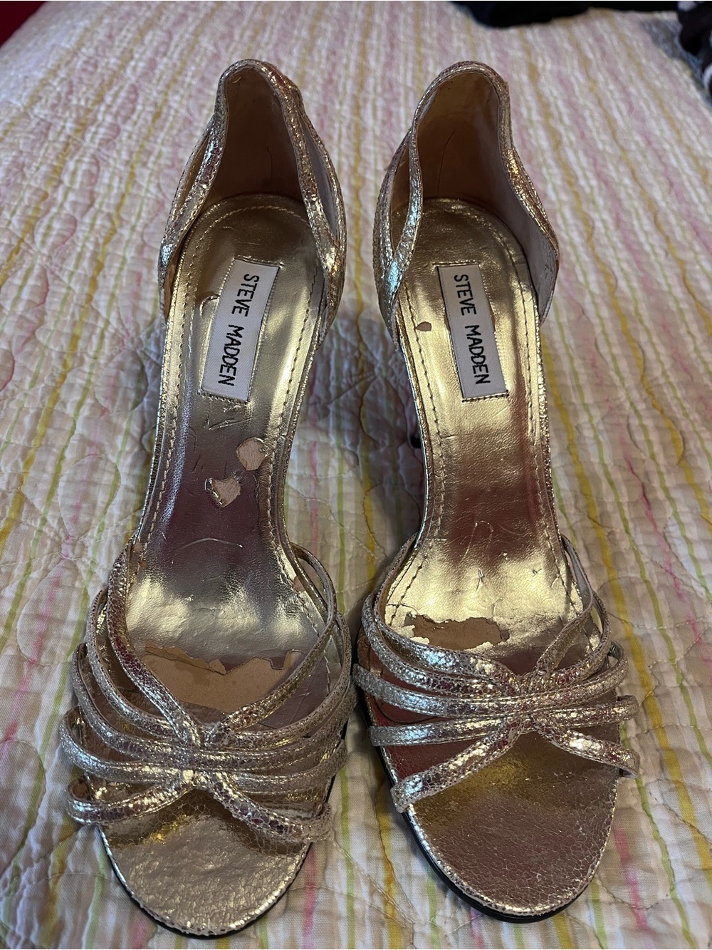 Steve Madden Women's Metallic Gold Evening Sandals | Size 8